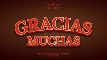 Gracias Muchas or Thank you in english Editable Text Effect vector