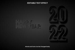 feliz año nuevo 2022 vector de trazo de efecto de texto editable