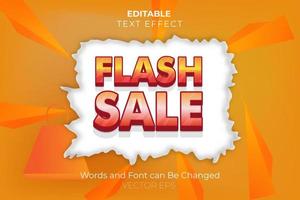 venta flash efecto de texto naranja vector