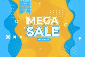 Mega Sale Background Yellow Blue vector