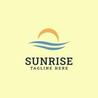 diseño de logotipo de amanecer, combinación de sol y playa vector