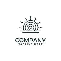 Sunrise Logo Design With Twirl Line Art Style vector