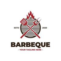 Vintage Retro Bbq Barbeque Barbecue Logo Grill Symbol Vector Design Template