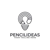 Pencil and Bulb Idea Logo Design Template vector