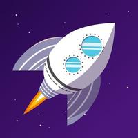 White rocket illustration for game and animations. vector