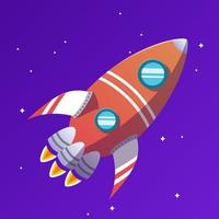 Realistic orange rocket flying illustration for game and animations. vector