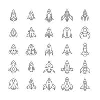 Outlined rockets collection. Perfect for games and illustrations. vector