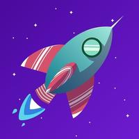 Red and green rocket flying illustration for game and animations. vector