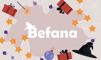 Hand drawn flat befana background vector