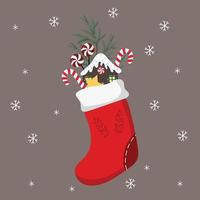 Christmas sock with sweets. vector