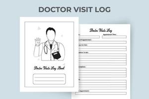 Health Care Log Book and medical Tracker. Doctor visiting logbook KDP interior. Male doctor line art with stethoscope vector. Medical notebook. KDP interior medical logbook. Medical Visit Log Book. vector