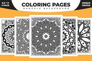 Coloring page mandala background. Mandala KDP coloring page design. Black and white coloring book pattern. Mandala pattern vector. Mandala KDP coloring pages. Line art illustration. vector