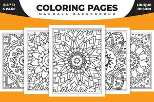 Mandala KDP coloring page design. Flower line art illustration. Mandala KDP coloring pages. Simple coloring page mandala background. Mandala pattern vector. Black and white coloring book pattern. vector