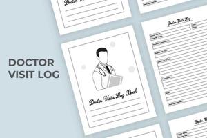 KDP interior medical logbook. Medical Visit Log Book. Health Care Log Book and medical Tracker. Medical notebook. Doctor visiting logbook KDP interior. Male doctor with stethoscope vector. vector