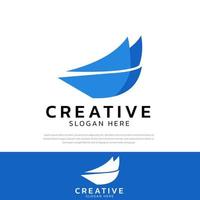 Blue abstract corporate identity design logo vector creative concept, simple and clean app icon