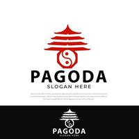 Multilevel pagoda icon design logo, yin, yang symbol, pagoda illustration, china