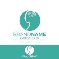 Human brain design logo, line style brain illustration, symbol, vector icon