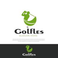Golf illustration logo with golfer hitting golf ball, template, symbol, icon, golfer vector