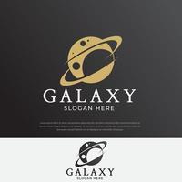 diseño de logotipo de glaciación símbolo de planeta plantilla de ilustración de diseño de galaxia de oro vector