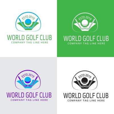 golf sports course field vector design logo template