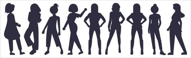 Female anonymous person silhouettes Vector. People silhouettes Portraits illustration women. Adult people group outline symbols isolated vector illustration set