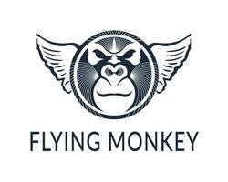 Diseño de icono de logotipo de mono volador. ilustración negra vector