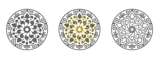 mandala pattern design 3 in 1 design for page decoration cards, book, logos vector