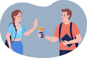 Combating peer pressure 2D vector isolated illustration