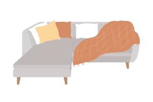 Comfortable grey couch semi flat color vector item