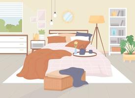 Hygge at home flat color vector illustration