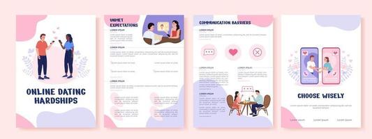 Online dating hardships flat vector brochure template