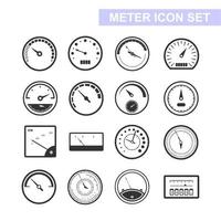 Meter icon set in thin line style. Symbols of speedometers, Smart meter, manometers, tachometers etc