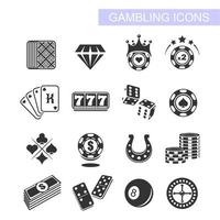 Gambling icons set. Card and casino, poker game, dice and ace. Vector illustration