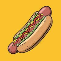 hotdog vector illustration, with outline