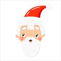 Cute cartoon Santa Claus. Funny winter character.  Merry Christmas and Happy New Year flat vector illustration.