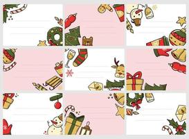 Set of Christmas tags and labels decorated with doodles and copy space vector