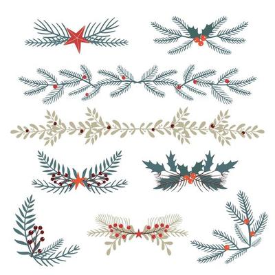 Set of christmas ornaments isolated on white background