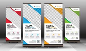 Diseño único de plantilla de banner corporativo enrollable creativo para oficina, empresa y uso multipropósito vector