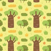 Natural parkland forest bushes Seamless pattern texture background Vector design for children Editable background