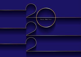 golden 2022 Happy New Year card with premium foil gradient texture lines, dark background. Festive luxury design for holiday card, invitation, calendar poster. 2022 New Year gold text on blue vector