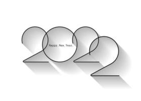 Diseño de logotipo de año nuevo 2022. tarjeta de felicitación navideña. ilustración vectorial. diseño de vacaciones para tarjeta de felicitación, invitación, calendario, fiesta, etiqueta de vacaciones negra aislada sobre fondo blanco vector