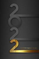 Happy new year 2022 banner. Elegant design of gray and gold numbers on a black background. Vertical template. Design of a new logo 2022. Elements for calendar, greeting cards, text, mobile application vector