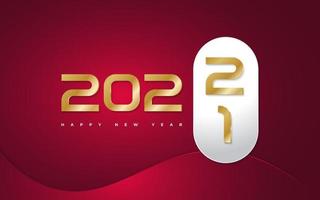 Happy New Year 2022 Banner or Poster Design with Golden Numbers on Red Background. New Year Change Banner. New Year Celebration Design Template for Flyer, Poster, Brochure, Card, Banner or Postcard vector