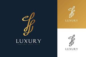 Elegant Initial Letter JJ or H Logo Design in Gold Gradient. Handwritten Signature Logo for Identity vector