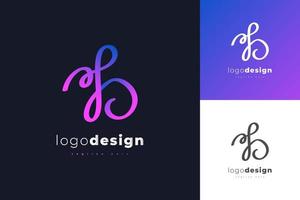 Colorful Initial Letter B Logo Design with Handwriting Style. Handwritten Signature Logo for Identity vector