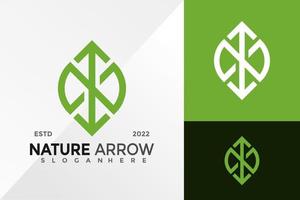 Letter N Nature Leaf with Arrow Logo Design Vector illustration template