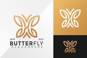 Plantilla de ilustración de vector de diseño de logotipo de empresa de línea de mariposa minimalista