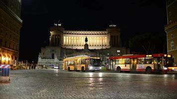 Rome Italy night traffic on Piazza Venezia timelapse video