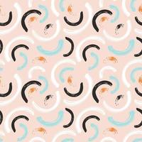 Abstract seamless pattern with brush stroke and marker. Hand drawn doodle shapes, marks and lines. Creative colorful background. Vector illustration