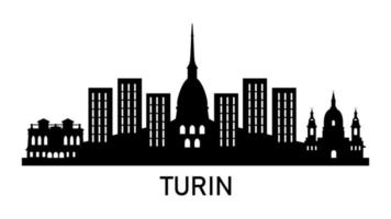Turin skyline on white background video